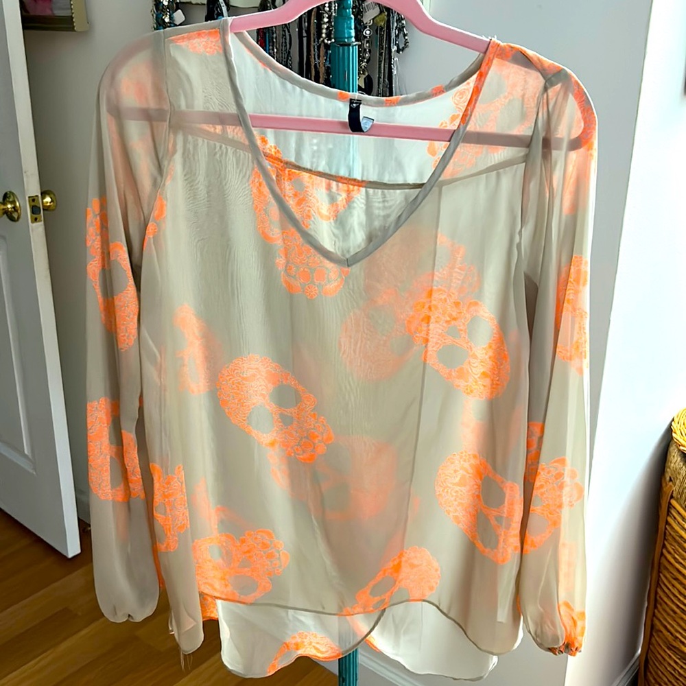 Love Culture Skull Sheer Blouse